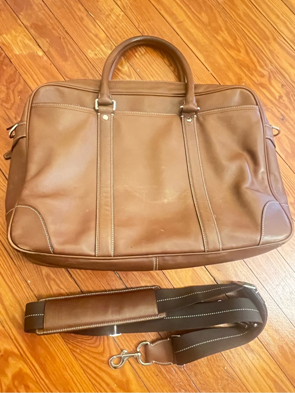 Coach 70633 Brown Leather Briefcase Laptop Messenger Bag w/ Strap